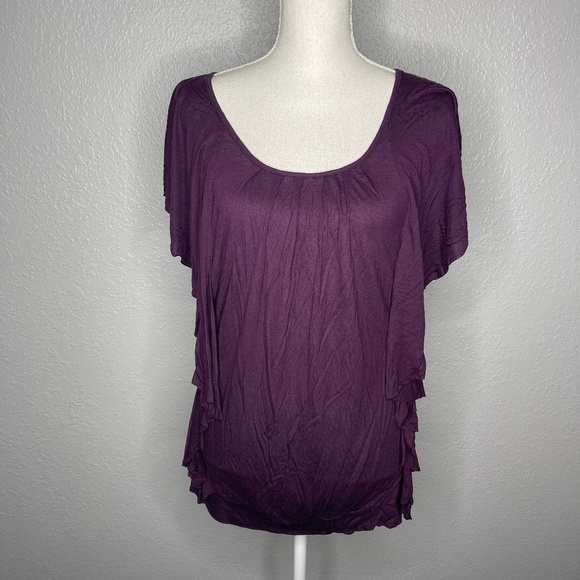 Purple‎ Blouse with ruffles - Picture 1 of 8